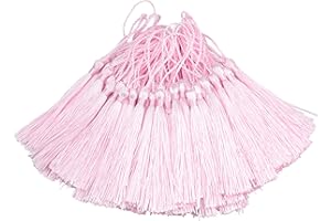Makhry 100pcs Nappe Segnalibro 13cm / 5 Pollici Filo di Seta con 2-Inch Cord Loop e Piccolo Nodo Cinese per la Creazione di Gioielli, Souvenir, Segnalibri, Accessori Artigianali fai da te (Acqua Rosa)