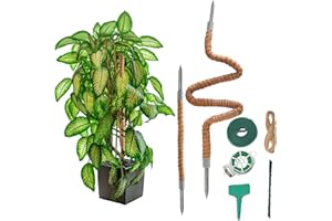 VirtuGro Monstera Rankhilfe 70cm&120cm Pflanzenstütze Biegsame Rankhilfe Zimmerpflanzen Aus Kokosfasern Pflanzenstab mit Zubehör Moosstab für Monstera Natürlicher Kokosstab Moss Pole