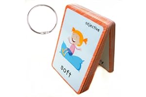 HONTOUSIP 47 Pcs Antonym and Adjective Flash Cards English | Memory Game cards for Kids| Preschool Educational Learning English Flashcards(basic english vocabulary cards & cards pocket for kids )12x9cm(inglés)