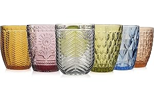 Sänger Trinkgläser Set Porto 6 teiliges Gläser Set für 6 Personen aus Glas, Wasserglas, Mehrfarbig, einzigartiger Schliff, Alltag, Familienessen, Büro, Outdoor Saftgläser Set | 310 ml