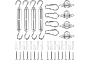 Roosea Awning Attachment Set, M5 Heavy Duty Sun Shade Sail Stainless Steel Hardware Kit for Rectangular, Triangles and Square for Garden Outdoor Patio Lawn