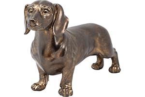 THORNE ANTIQUES AND COLLECTABLES Dachshund Dog Statue Bronze Sculpture Sausage Dog Ornament Bronzed Resin