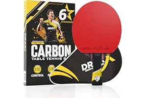 DRAXX SPORTS Table Tennis Bat | Professional 6 Stars Carbon Paddle with Pro Rubber | Superior, Spin & Power | High-Performance Ping Pong Racket | 2.0mm Sponge & EVA Case
