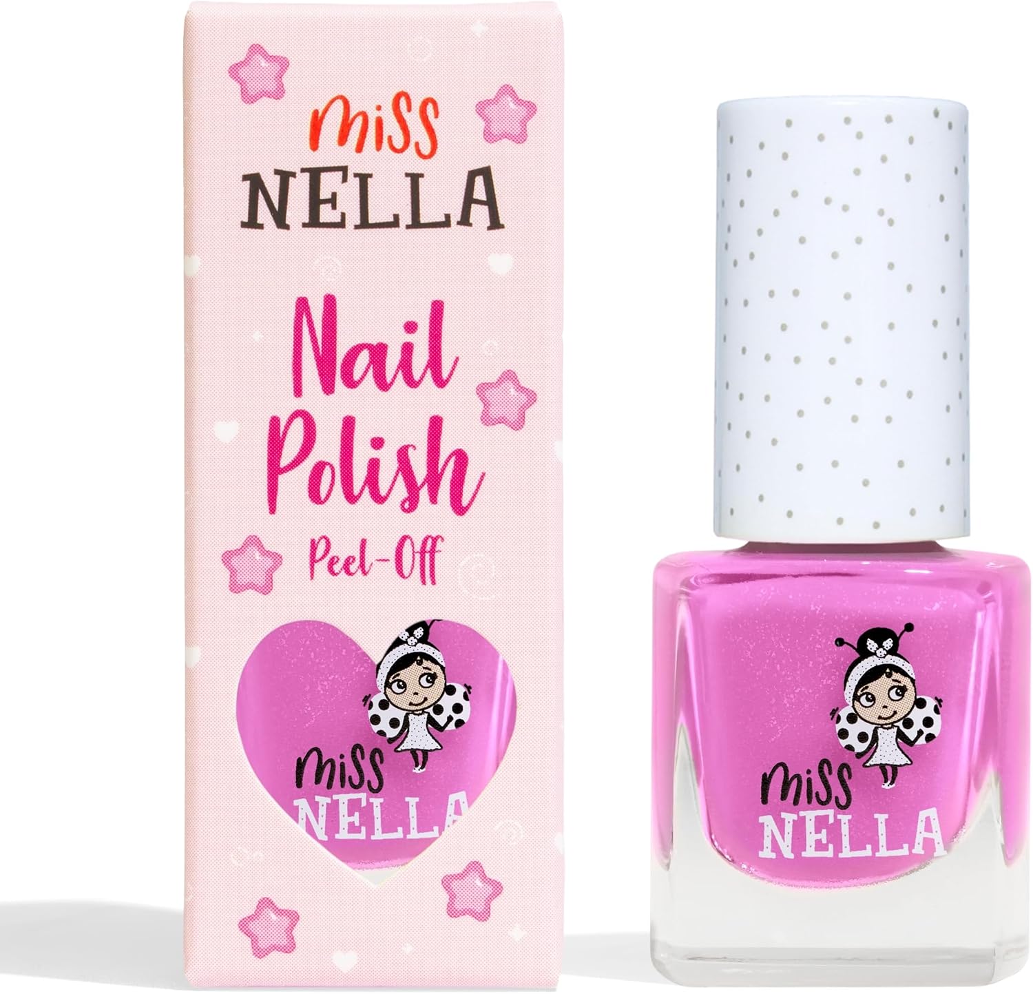 Miss Nella BLUEBERRY SMOOTHIE- Esmalte de uñas especial morada con brillantina para niños, con fórmula despegable, a base de agua y sin olor