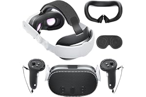 Mytrix 6 in 1 Set Head Strap for Quest 3, VR Accessory Set for Oculus Quest 3 Accessories Include Elite Strap Replacement, Controller Grip Leather Cover, VR Shell Cover, Face Cover, Lens Cover