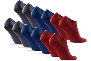 DANISH ENDURANCE Stopki Bambusowe Premium, Krótkie Skarpety, Kolorowe, Czarne, Męskie i Damskie, 6-PACK