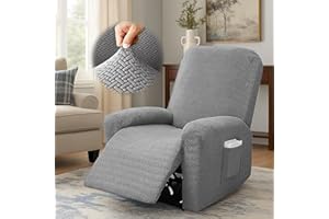 Yunlaishaocer Funda Sillon Relax Reclinable 1 Plaza, 4 Piezas Funda Butaca Elástica Antideslizante con Bolsillos Laterales y Protectores para Reposabrazos, Funda Protectora para Sofá de Televisión