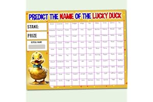 Gifts and Temptations 100 Names, A4 Size, Predict the Name of the Lucky Duck, Fundraising Scratch Card Fete Fayre Party
