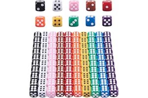 HAXIHA 100 Pièces Dés de Couleurs,Jeu de Dés 12mm 6 Face Dés de Coin arrondis,10 Couleurs,Jouer à des Jeux,Dés Jeux de Table ou l'enseignement des mathématiques