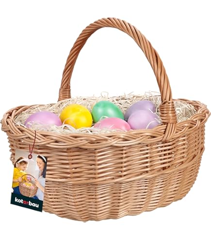 Red Hamper Large Buff Oval Shopping Basket, Wicker, Brown, 26 X 34 X 17