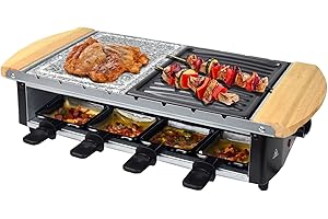 ‎SYNTROX GERMANY Syntrox Germany Edelstahl Design Raclette Uri mit Grill und Heißer Stein für 8 Personen