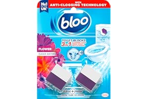 New - Bloo 3in1 Toilet Blocks, Pack of 2, Limescale Remover Cistern, Cleaner with Cleaning and Foaming Action, Fresheners – Fresh Flowers