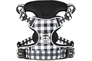 HEELE Arnés para Perro Arnes Pecho Antitirones Perro Arnés Cómodo Transpirable para Perro Arnes para Perro Adiesreamiento Correr Arnés para Perro Reflectantes Arnés Perro Grande, Negro-Blanco, XL