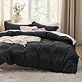 Bedsure Black Duvet Cover Queen Size - Soft Prewashed Queen Duvet Cover Set, 3 Pieces, 1 Duvet Cover 90x90 Inches with Zipper Closure and 2 Pillow Shams, Comforter Not Included