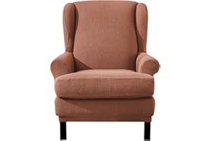 EBETA Jacquard Salvadivano Copripoltrona Trapuntato Adele, Copripoltrona con Orecchie Poltrona Protettiva Elasticizzato Antiscivolo (Corallo)