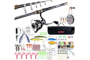 Goture Fishing Telescopic Rod and Reel Combos, 1.8M-2.7M Telescopic Fishing Pole, 5.2:1 Spinning Reel Line Lures Set with Carrier Bag, Fishing Spinning Combo for Starter Travel Saltwater Freshwater