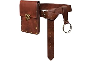 Orgoue Medieval Belt, Viking Belt Ren Faire Accessories with Leather Belt Pouch Medieval Renaissance Belt Bag Skirt Hikes for Ren Faire Cosplay Halloween Dress up Party (3 Pack)