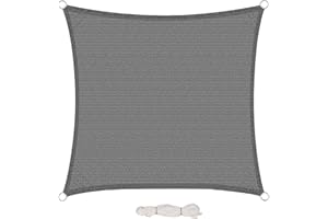 EUGAD Żagiel przeciwsłoneczny kwadratowy 4 x 4 m ochrona przed słońcem 200 g/m² ogród balkon taras HDPE ochrona przed warunkami atmosferycznymi oddychający szary 0188ZYF