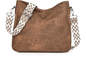 Outplea Boho axelväska kvinnor, hobbo vintage crossbody handväska väska med justerbar bred rem, PU-läder axelremsväskor med d