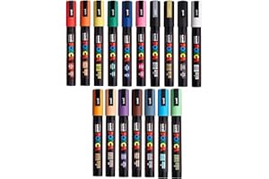 Uni POSCA PC-5M - Rotuladores artísticos, 1,8 - 2,5 mm, 17 colores