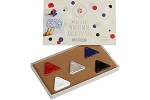 Lulubug Magisches Wachsmalset, Wachsmalblöcke| 4 Wachsmal Dreiecke, 1 Wachsmal Dreieck Metallic, 5 Schablonen | Wachsmalstifte | Motiv: Fahrzeuge