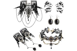 Forbabe Halloween Halskette, Gothic Kette Armbänder, Vampir Accessoires Damen, Gothic Choker set für Halloween Kostüm Damen