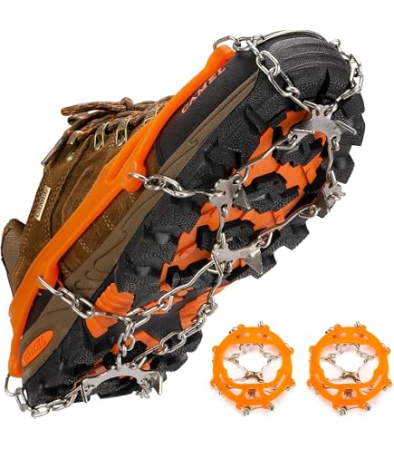 Acciaio Inox Antiscivolo Ramponi, Tacchetti Di Trazione In Acciaio, Ramponi Antiscivolo Per Scarpe Da Montagna,Tacchetti Per Ghiaccio,Ramponi Per Scarpe,8 Denti Sport Invernali All'aperto (M:34-40 - 4