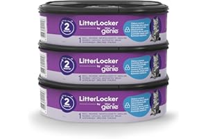 Litter Genie LitterLocker – Lot de 3 Recharges Officielles – Film Spécial Anti-Odeurs 100% Hermétique – Jusqu’à 6 Mois d’Utilisation (2 Mois par Recharge) – pour Poubelle à Litière Chats