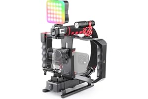 Zeadio Smartphone-Kamera-Stabilisator, Tragbarer Handgriff-Handheld-Video-Rig mit RGB-Videolicht und Mikrofon, Kompatibel mit Allen Camcordern, Kameras, DSLRs sowie Allen Smartphones