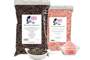 SPICE GIRLS INGREDIENTS Premium Himalayan Pink Salt (1kg) & Peppercorns For Grinder Refill (1kg) | Duo Pack Perfect For Salt & Pepper Grinder Refill | 100% Pure, Vegan, Gluten-Free | Easy, Convenient Resealable Pouches