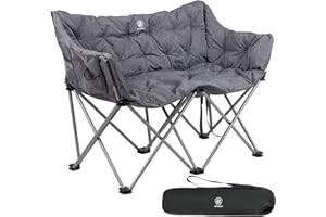 EVER ADVANCED Silla de Camping Plegable para 2 Personas Sofá Plegable 320KG cargable, Silla XXL 2 plazas, sofá de Camping Acolchado Grueso Extra Largo para jardín balcón Interior