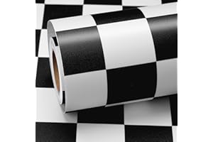 ReWallpaper Vinyle Adhesif Noir et Blanc Papier Peint Adhesif Damier Papier Autocollant pour Meuble Cuisine Imperméable 40cm×3m Papier Adhesif pour Plan De Travail Armoire Table Mat