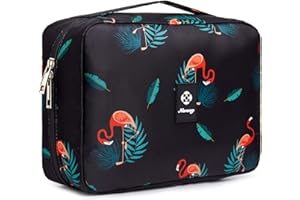 Narwey Trousse de Toilette à Suspendre Femmes Trousse de Maquillage Accessoires Trousse Toilette Voyage Organisateur Cosmétique (Flamant Noir)