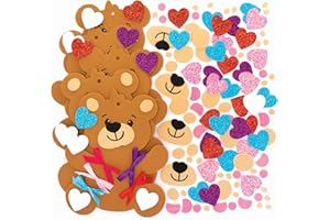 Baker Ross Love Bear FC415 - Set di 5 decorazioni per il fai da te, motivo: orsacchiotto di San Valentino (FC415), medio