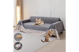 Loiion Fundas de Sofa Anti Gatos, Protector de Sofá para Gatos, Funda Impermeable Sofa, Funda Sofa 3 Plazas, Funda Sofa Gato y Perros Mascotas, Funda Protectora de Sofá Gris 340x230cm
