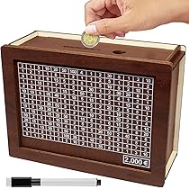 TENGYIF Holz Spardose Mit Zähler | Sparbox Mit Stickern Bis 10.000€