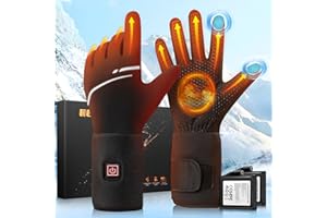 VIWKO Gants Chauffants Fins pour Homme Femme,7.4V 6400mAh Gants Électriques à Batterie Rechargeable,Gants d'hiver Écran Tactile, 3 Température Réglablepour Randonnée, Ski, Randonnée