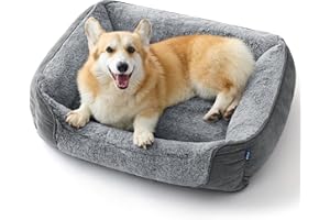 BEDSURE Hundebett mittelgroße Hunde – 76x61x15cm Hundesofa für mittlere Hunde waschbar, Hundekorb mit Abnehmbarer Bezug, Hundecouch mit Rutschfester Unterseite, kuschelweiches Hundebett, Grau