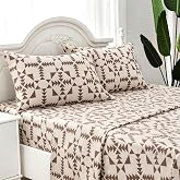 4-Piece Sheet Set, for 135 x 190 cm Bed, 100% Polyester, Geometric | Fitted sheet 135 x 190 + 25 cm, top sheet 210 x 260 cm a