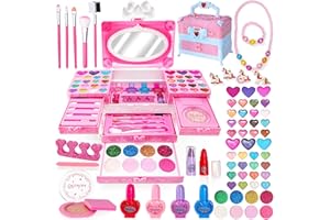 Lubibi Kinderschminke Set Mädchen,Waschbar Schminke Kinder Make Up Set Mädchen Spielzeug,Ungiftige,Schminkkoffer Mädchen,Halloween Weihnachts Geburtstags Geschenke für Mädchen 4 5 6 7 8 9 10 Jahre