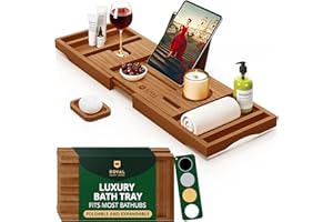 ROYAL CRAFT WOOD Luxury Bamboo Bathtub Caddy Tray, Free Soap Holder (Brown)