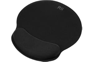 Rii Mauspad mit Gelkissen, 24.8x21x2.3cm, Ergonomisches Mauspad, Mousepad mit Handauflage,Spiele oder Büro, Schwarz