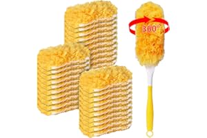 Rigidstone 30 Pièces Plumeau Poussiere Recharge Kit pour Swiffer Duster Recharge,Duster Kit avec 1 Poignée Plumeau pour Nettoyer la Poussière, la Saleté, Les Poils, Plumeau Poussiere