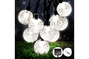 HOTERIL Solar lichterkette aussen, wasserdicht, Upgrade【USB/Solarbetrieben】, 50 LED 8M/26Ft & IP65 Feenlichter, Solar Feenlichter Gartenlichter im Freien, Kristallkugel Lichterketten für Baum, Garten, Party.