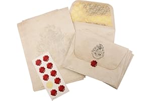 PALADONE Set de papeterie Harry Potter Lettre d'acceptation à Poudlard - Officiellement licencié, 10 enveloppes, 20 feuilles, 10 sceaux de cire