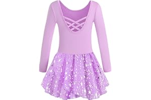 Mulnall Girls Ballet Leotards Dance Tutu Skirt Toddlers Dance Outfit Training Wear Dress Criss Cross Straps Back Shiny Sequin