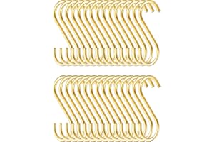 Evanda Gancho dorado para colgar 30 paquetes, robusto gancho de acero inoxidable, para cocina, exterior, jardín, gancho, para colgar ollas, sartenes, utensilios de cocina, taza, toalla