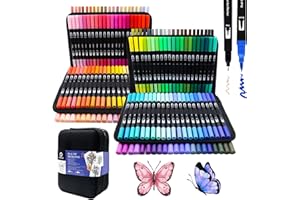 Artecho 168 kolorowych markerów do kolorowanek dla dorosłych, markery z podwójną końcówką do szkoły, cienka i pędzelkowa końcówka dla dorosłych, kolorowanki, kaligrafia, rysowanie, szkicowanie