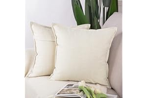 Madizz 2 Pezzi Lino Copricuscini Morbido Decorativo Fodere per Cuscino Lusso Stile per Divano Camera da Letto 45x45 cm Bianco
