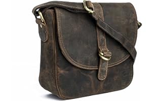 J. Wilson London - Designer 100% Pure Genuine Real Distressed Vintage Hunter Leather Handmade Unisex Crossover Shoulder Messenger Briefcase Bag